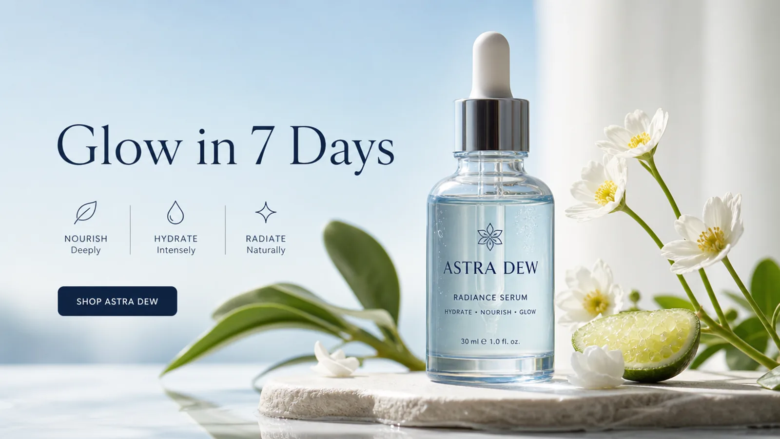 Text to image skincare landing page hero brief example