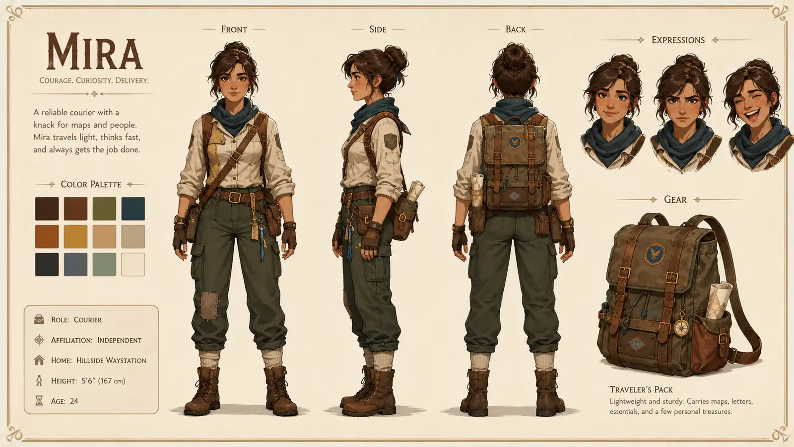 Text to image character concept brief example